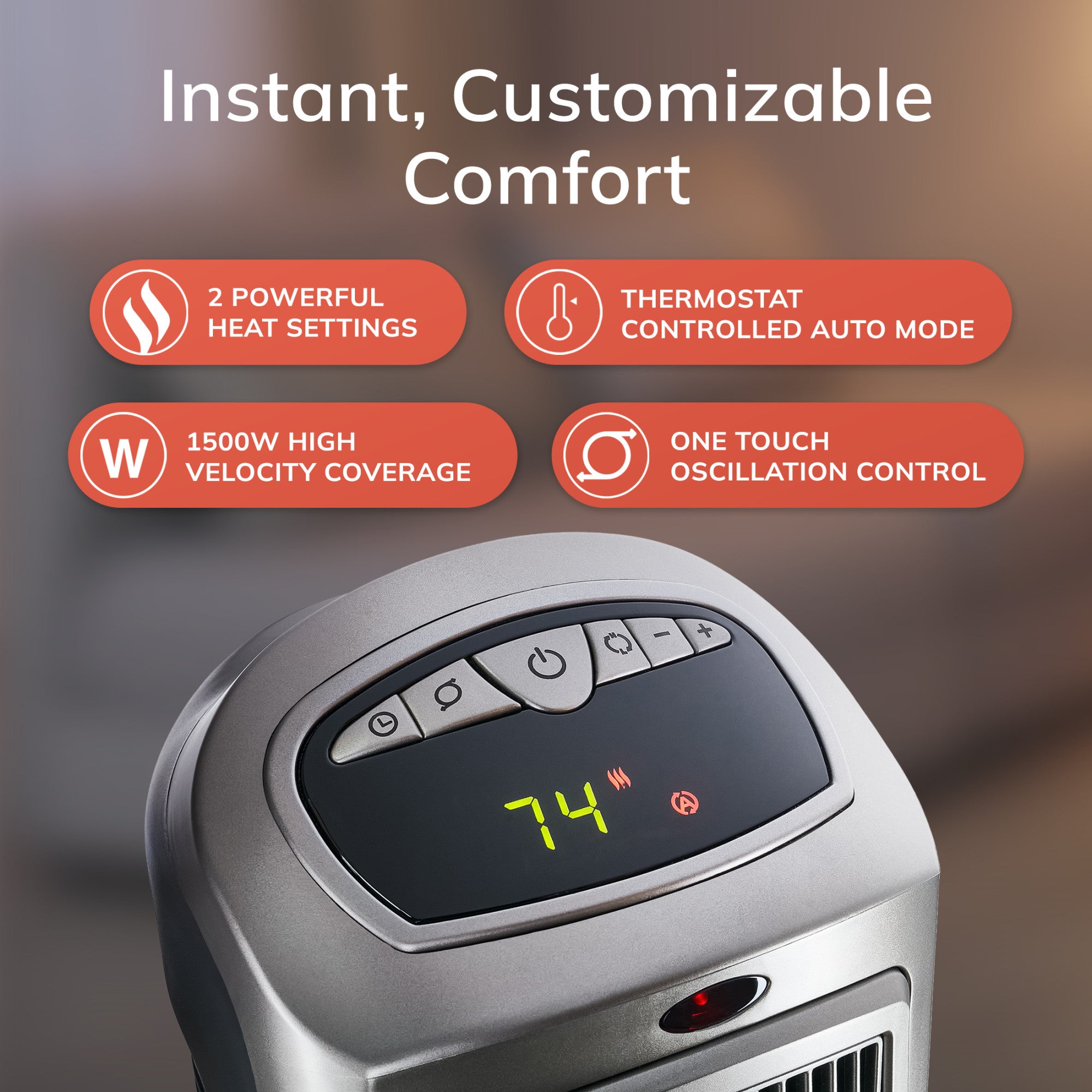 Lasko 23 Ceramic Tower Space Heater: Oscillating. 2 Heat Settings. Remote. Timer. Thermostat. Silver - Image 5