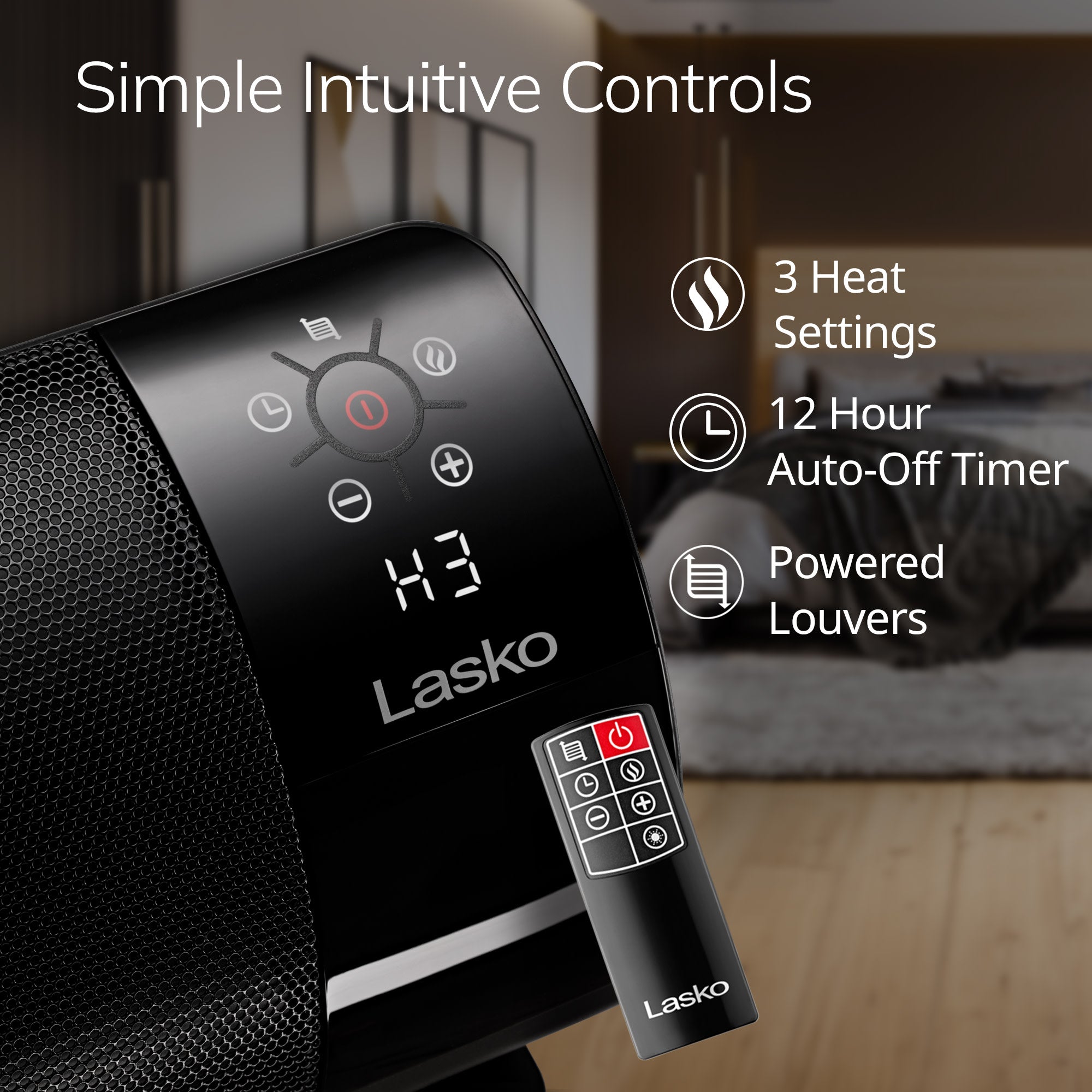 Lasko CL22100 1500W Low Profile Baseboard Space Heater with Remote Control: Black - Image 5