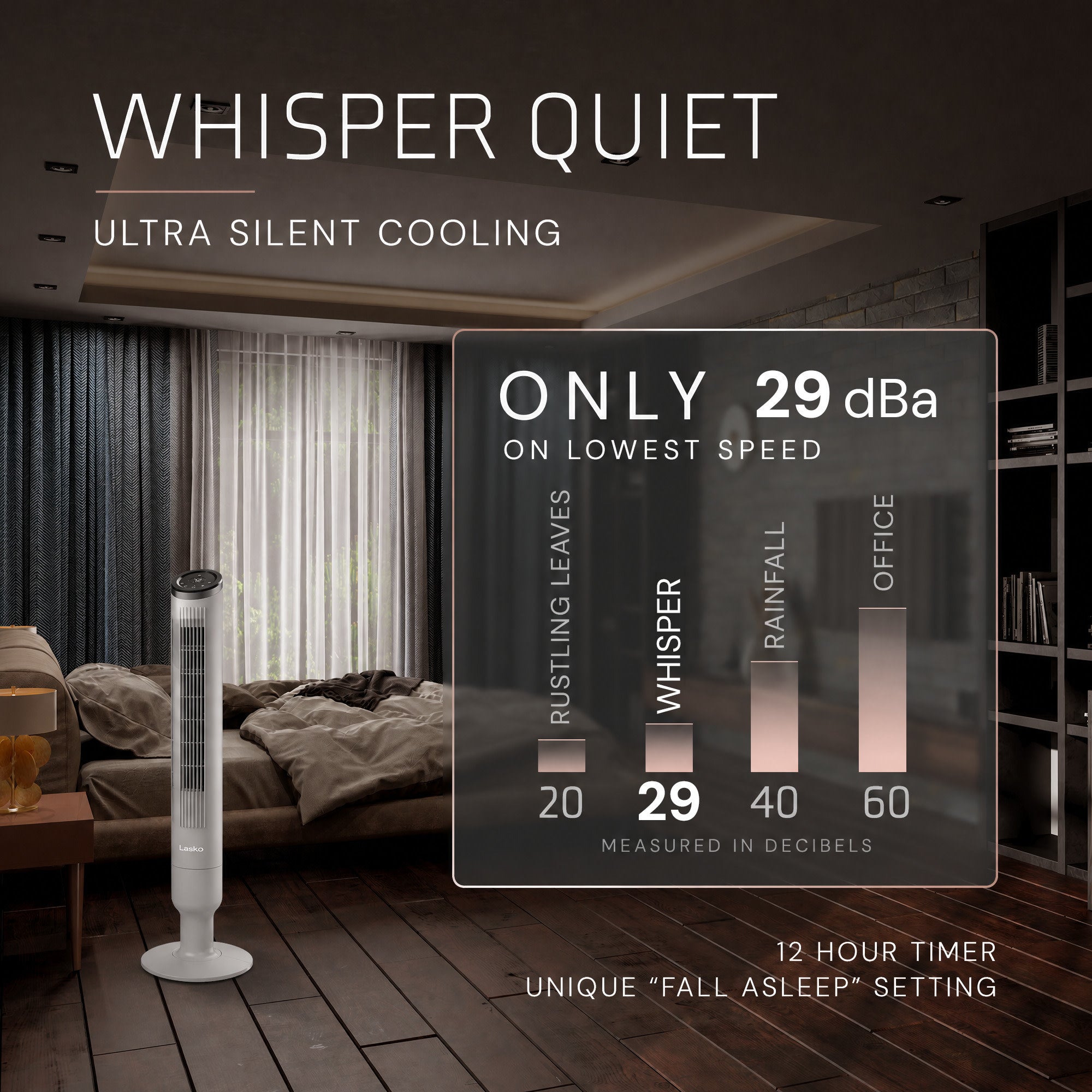 Lasko Apex 42 Tower Fan: Oscillating. 6-Speed. Remote. Timer. Gray - Image 4