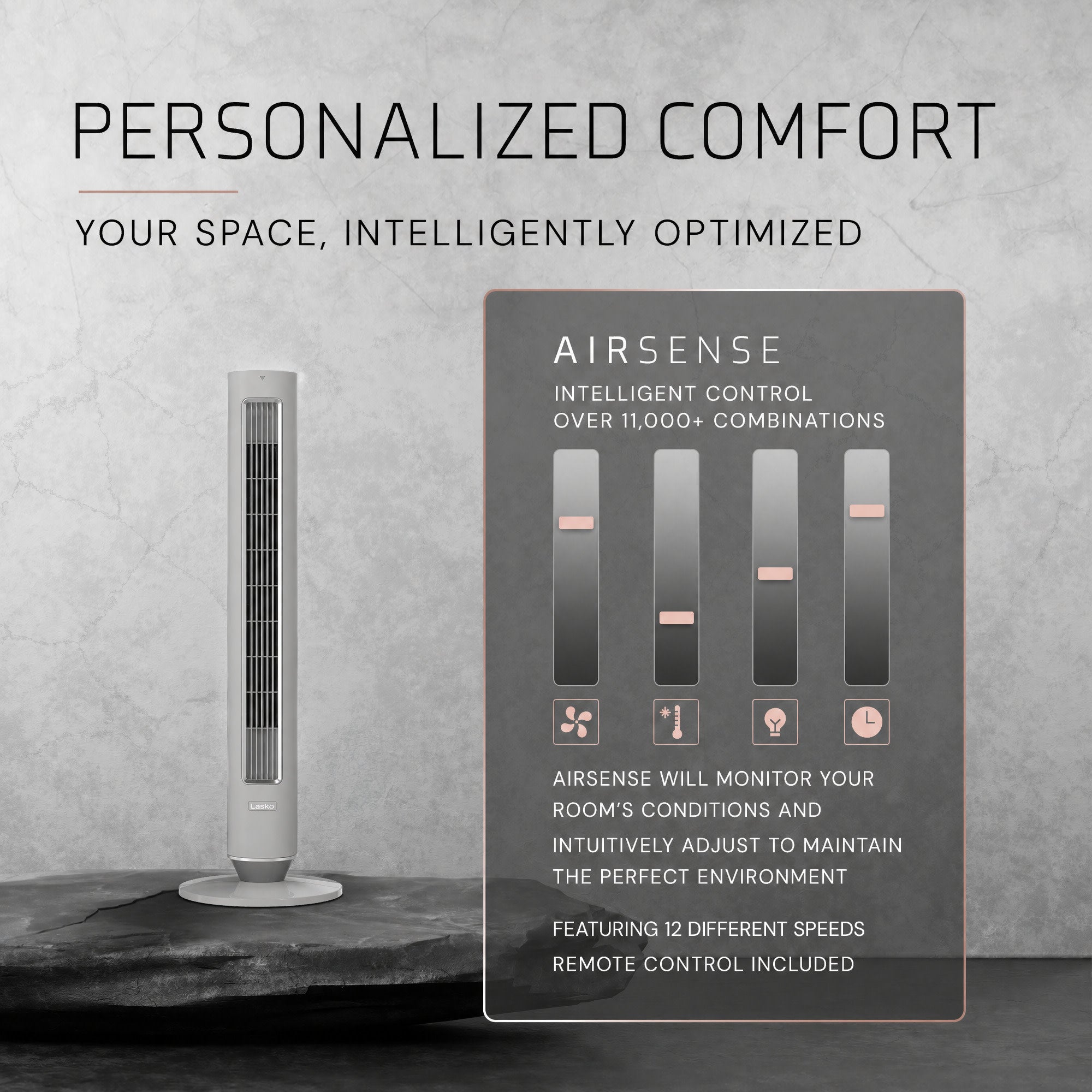 Lasko Pinnacle 40 DC Tower Fan: Oscillating. 12-Speed. Remote. Timer. Gray - Image 6