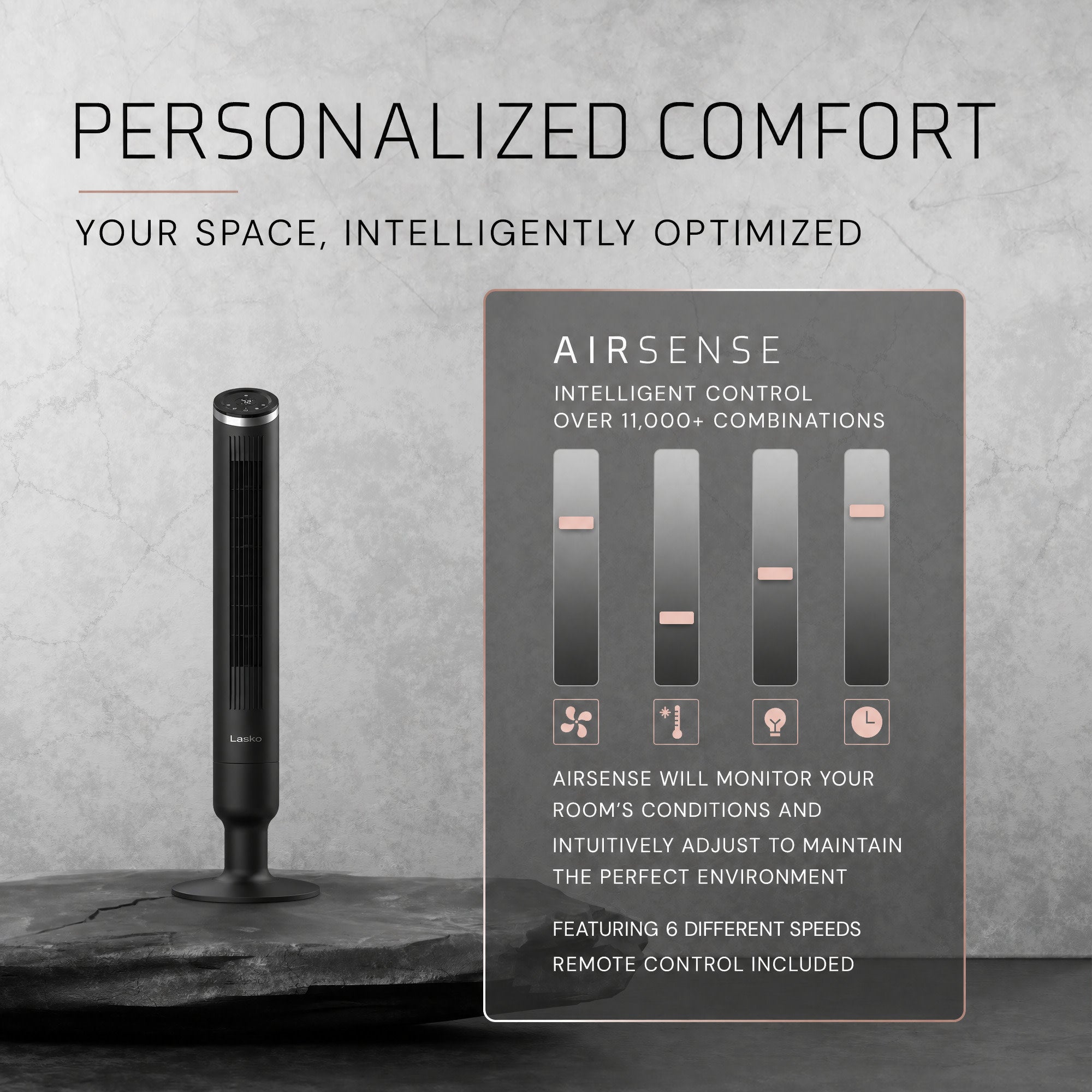 Lasko Apex 42 Tower Fan: Oscillating. 6-Speed. Remote. Timer. Black - Image 7