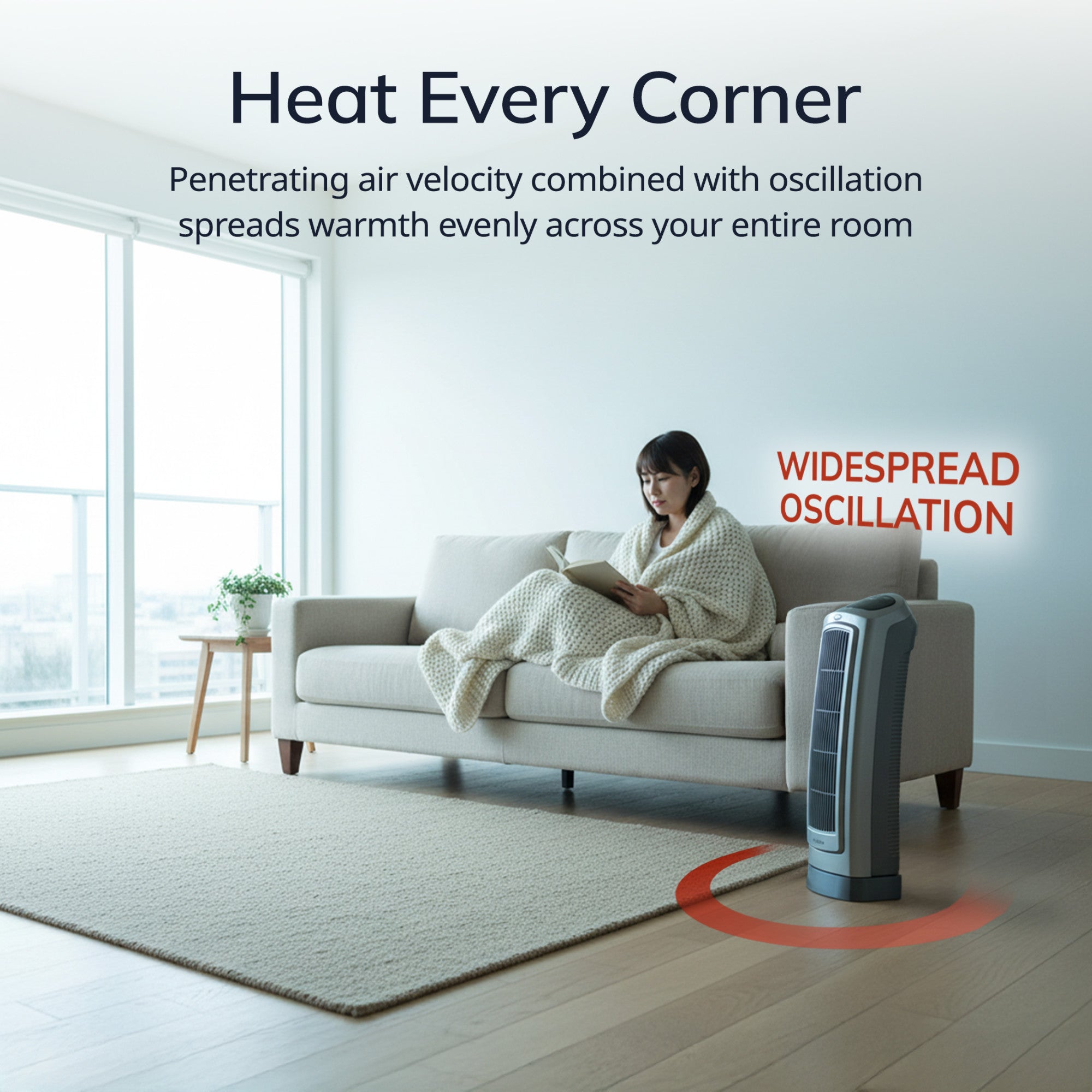 Lasko 22 Ceramic Tower Space Heater: Oscillating. 2 Heat Settings. Remote. Timer. Thermostat. Gray - Image 3