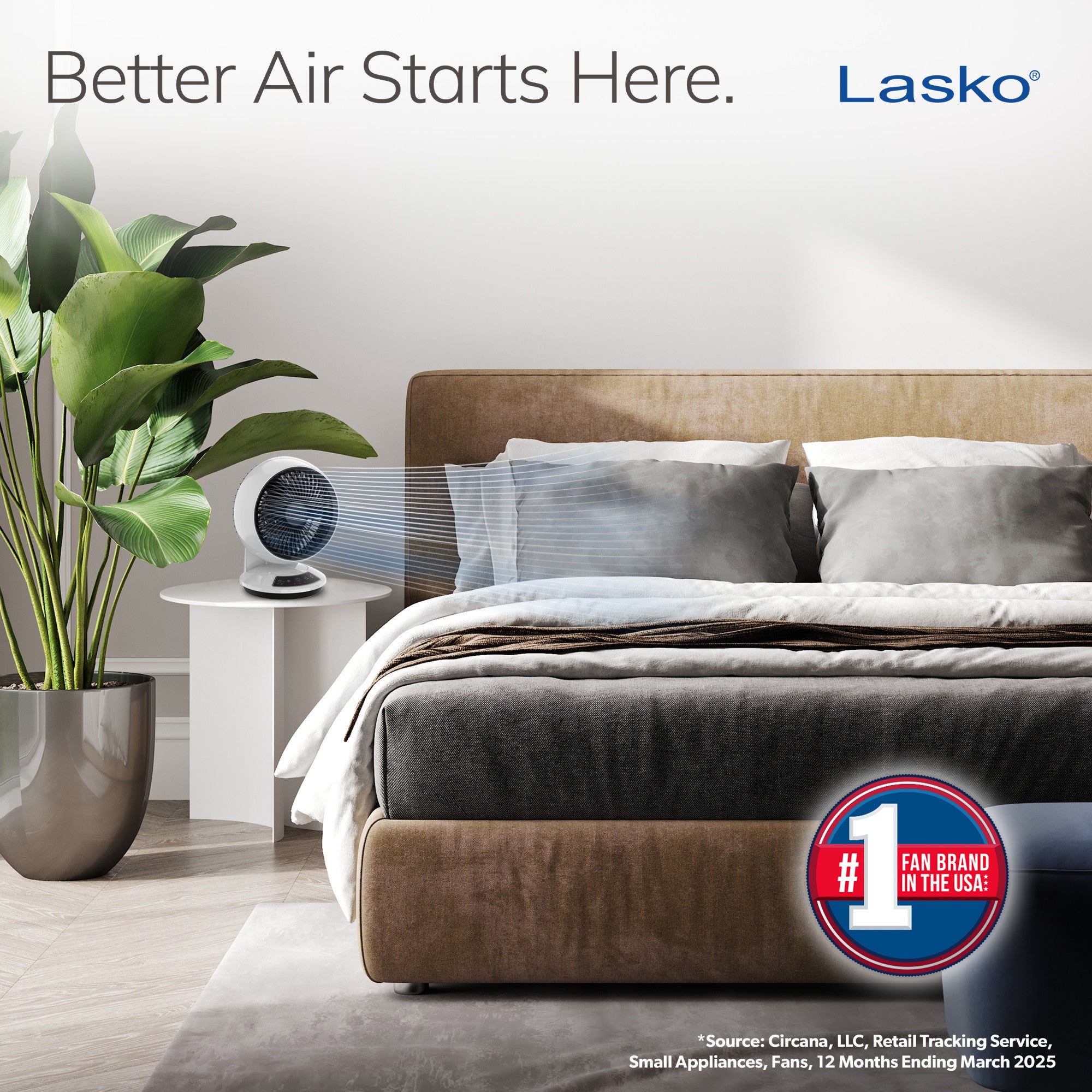 Lasko Whirlwind 7 Table Fan: Dual Oscillation. 3-Speed. Remote. White - Image 2