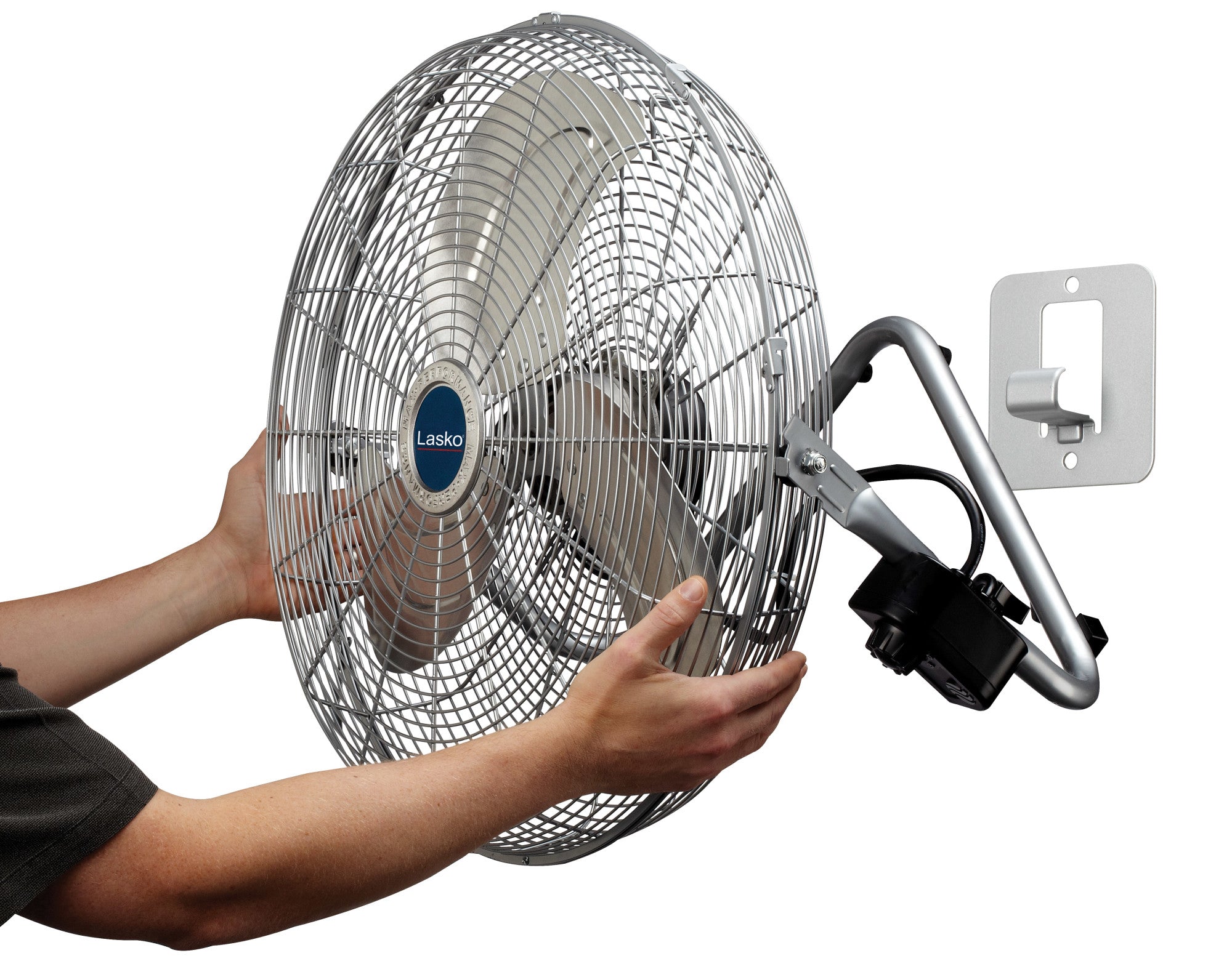 Lasko 20 High Velocity Floor Fan: Wall Mount. 3-Speed. Pivoting. Silver - Image 8