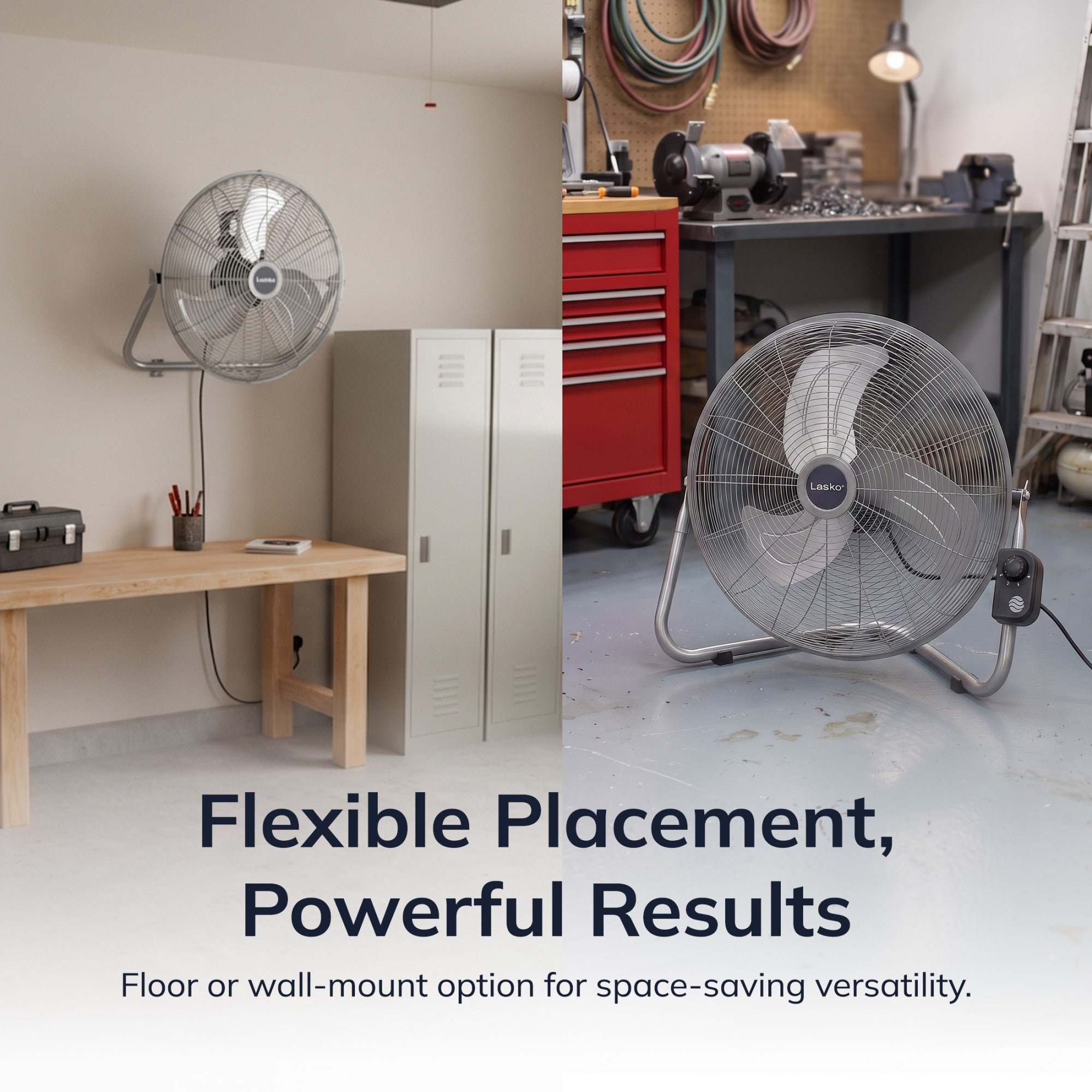 Lasko 20 High Velocity Floor Fan: Wall Mount. 3-Speed. Pivoting. Silver - Image 7