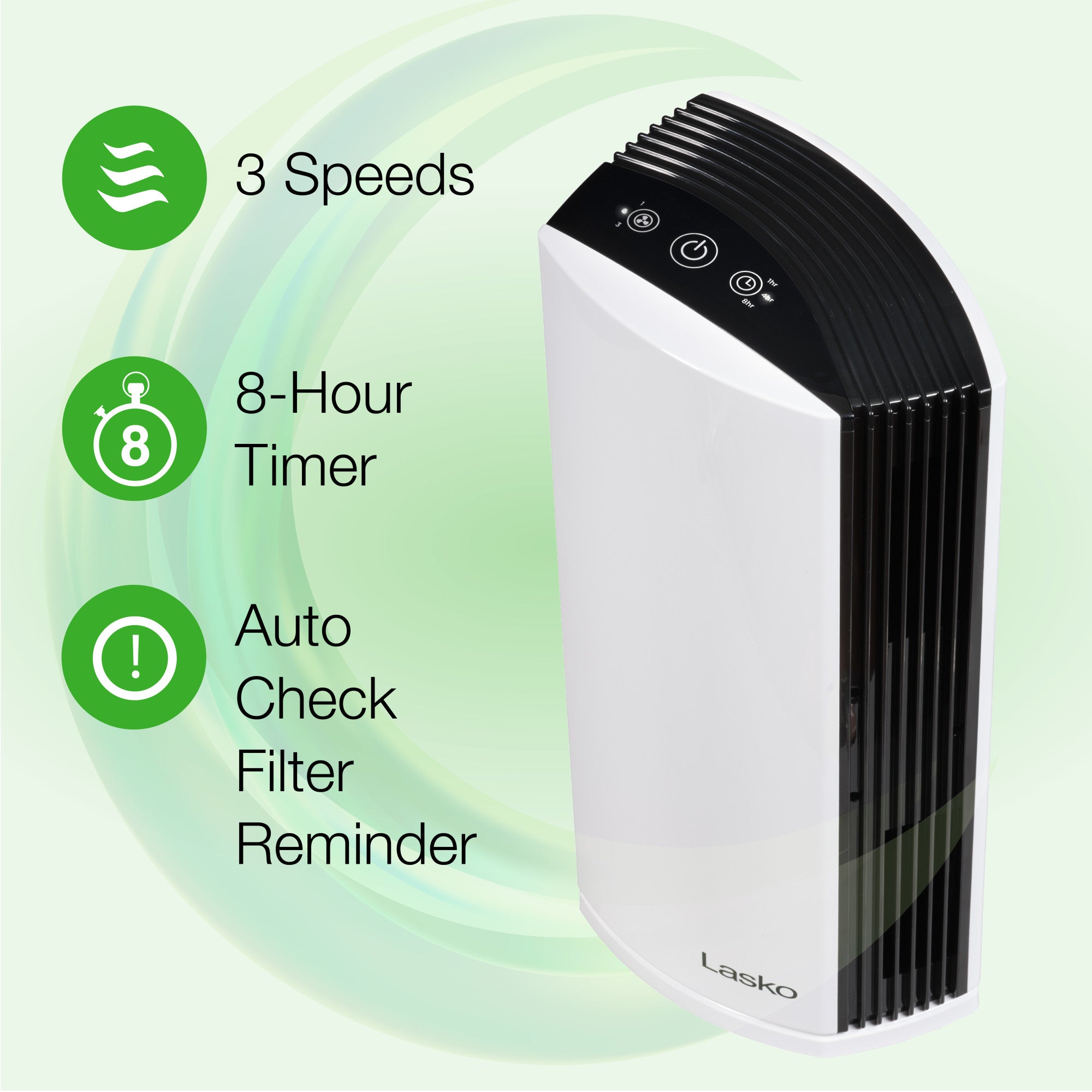 Lasko True HEPA Room Air Purifier with Timer. LP300. White - Image 3
