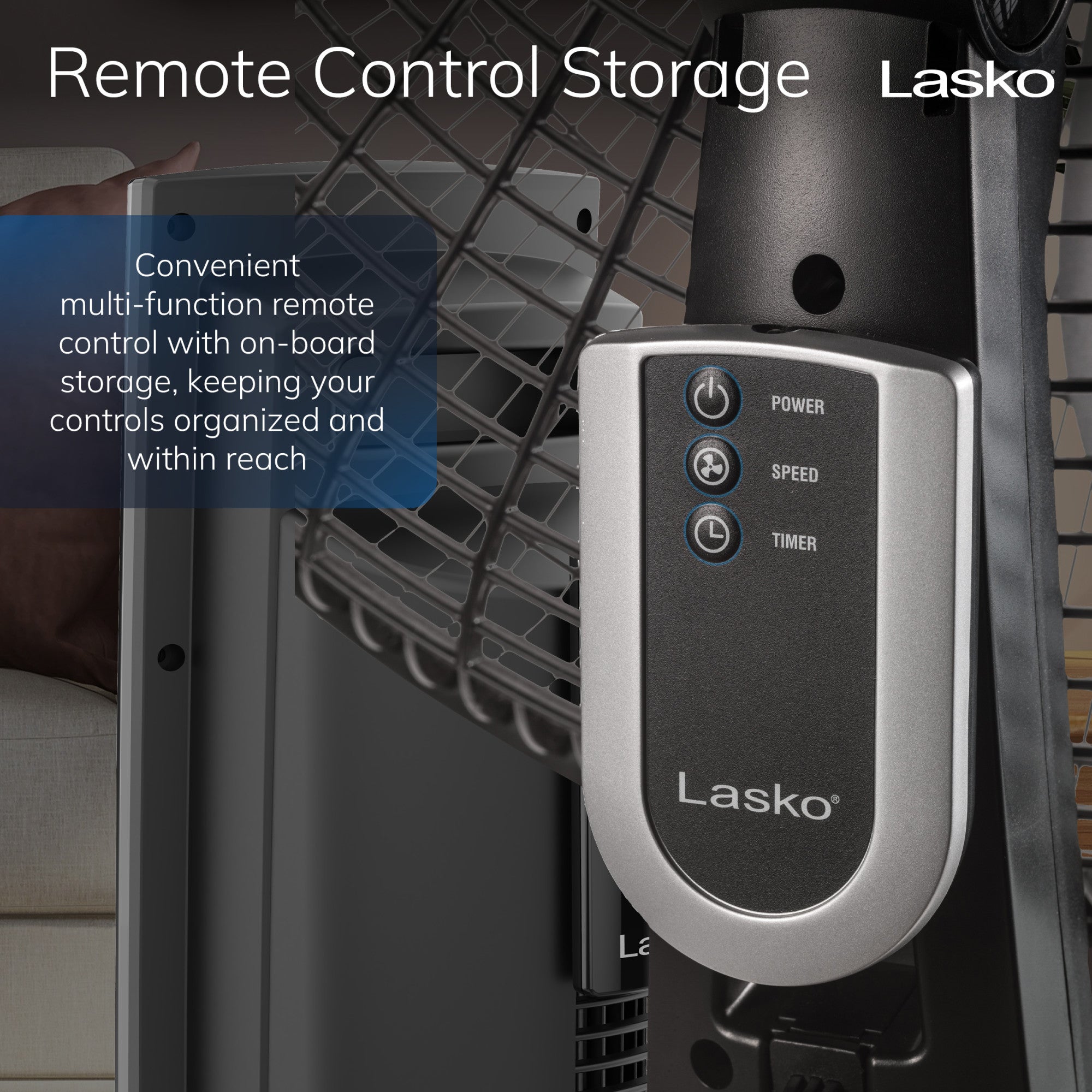 Lasko 20 Pedestal Fan: Oscillating. 4-Speed. Remote. Timer. Black - Image 5