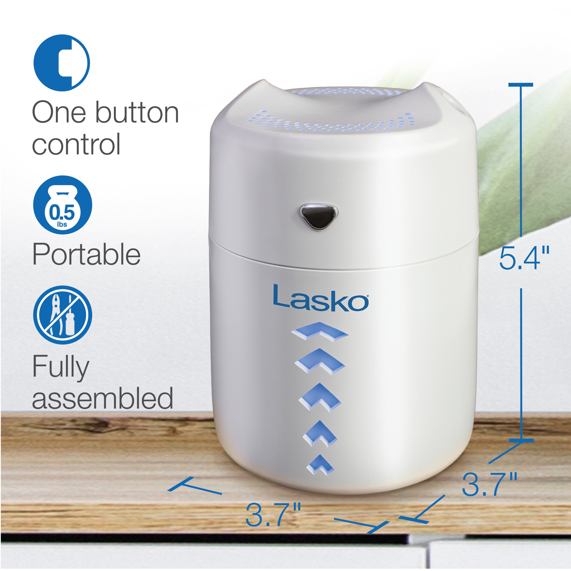 Lasko Ultrasonic Personal Cool Mist Humidifier with Nightlight. UH150. White - Image 5