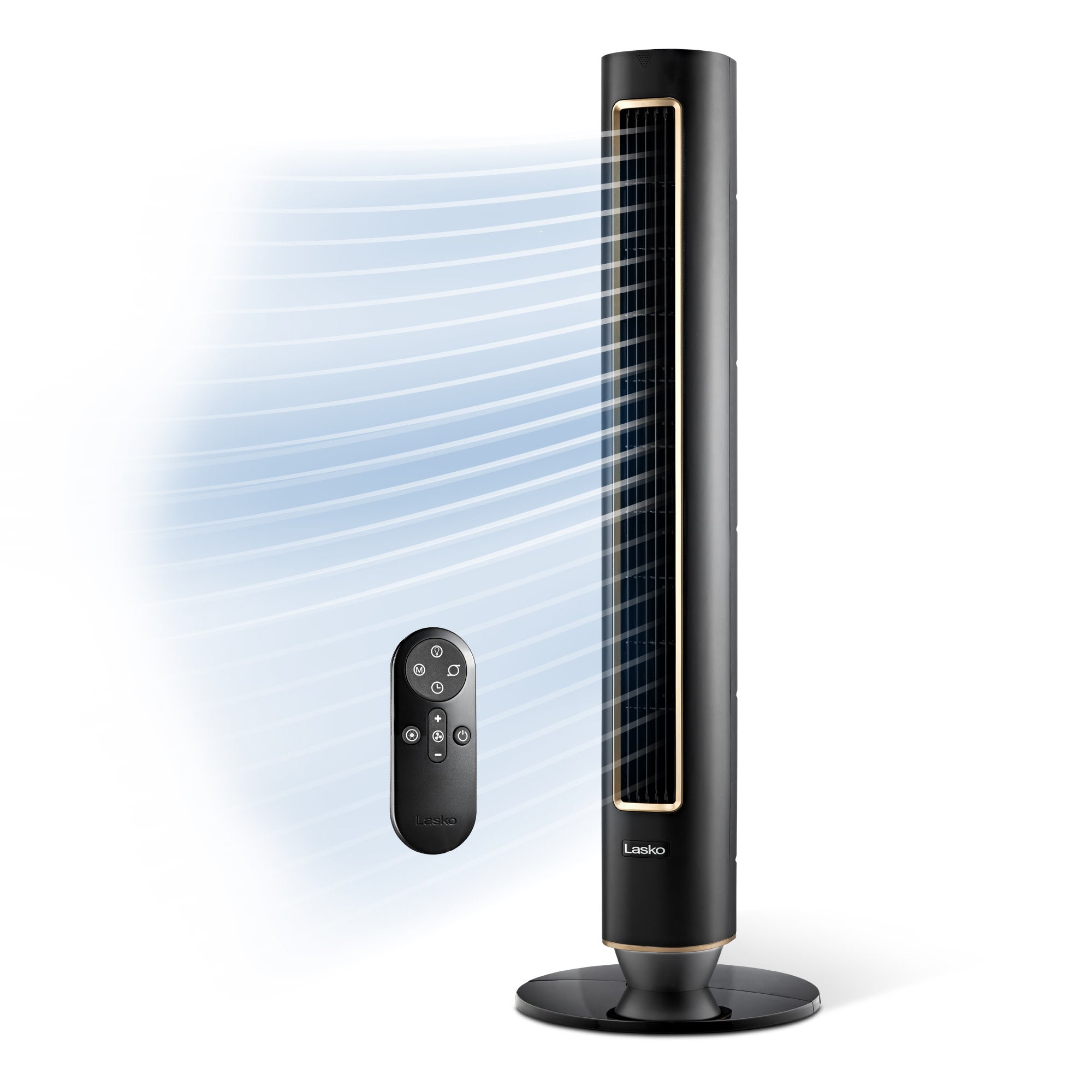 Lasko Pinnacle 40 DC Tower Fan: Oscillating. 12-Speed. Remote. Timer. Black
