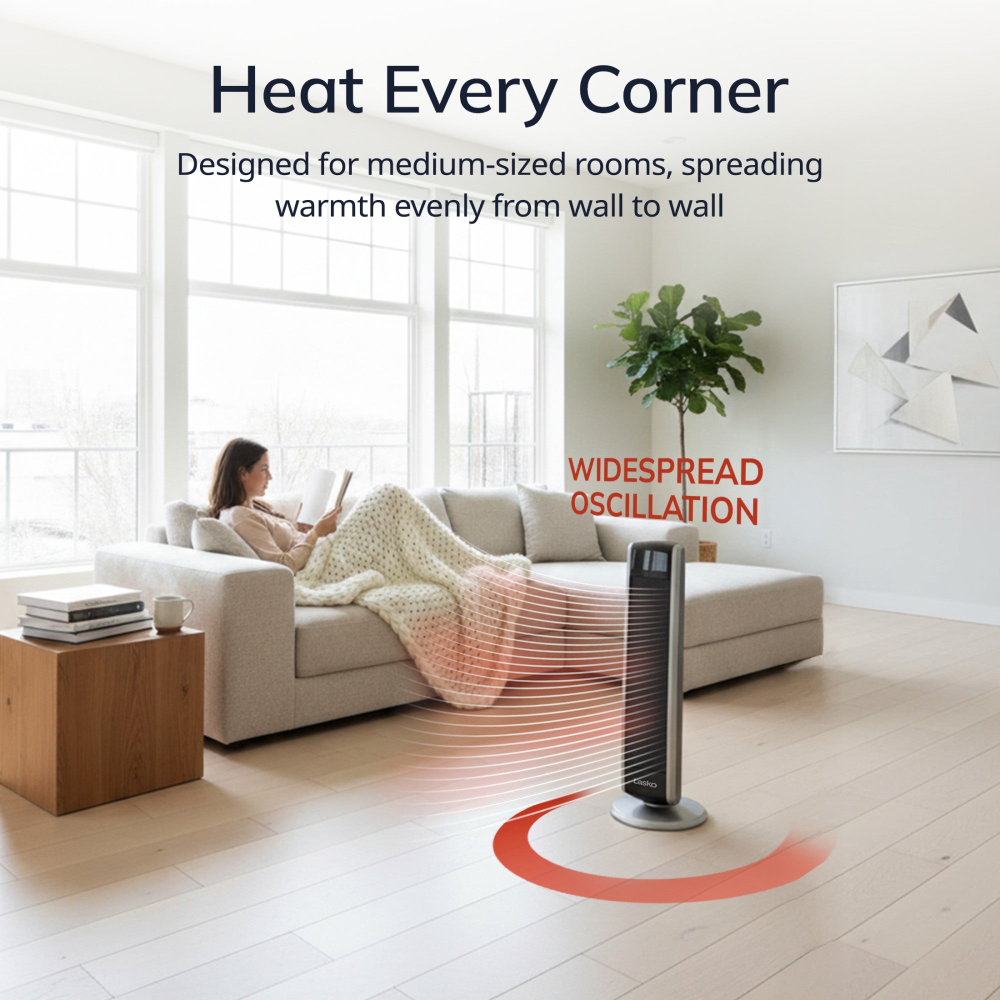 Lasko 29 Ceramic Tower Space Heater: Oscillating. 2 Heat Settings. Remote. Timer. Thermostat. Black - Image 3