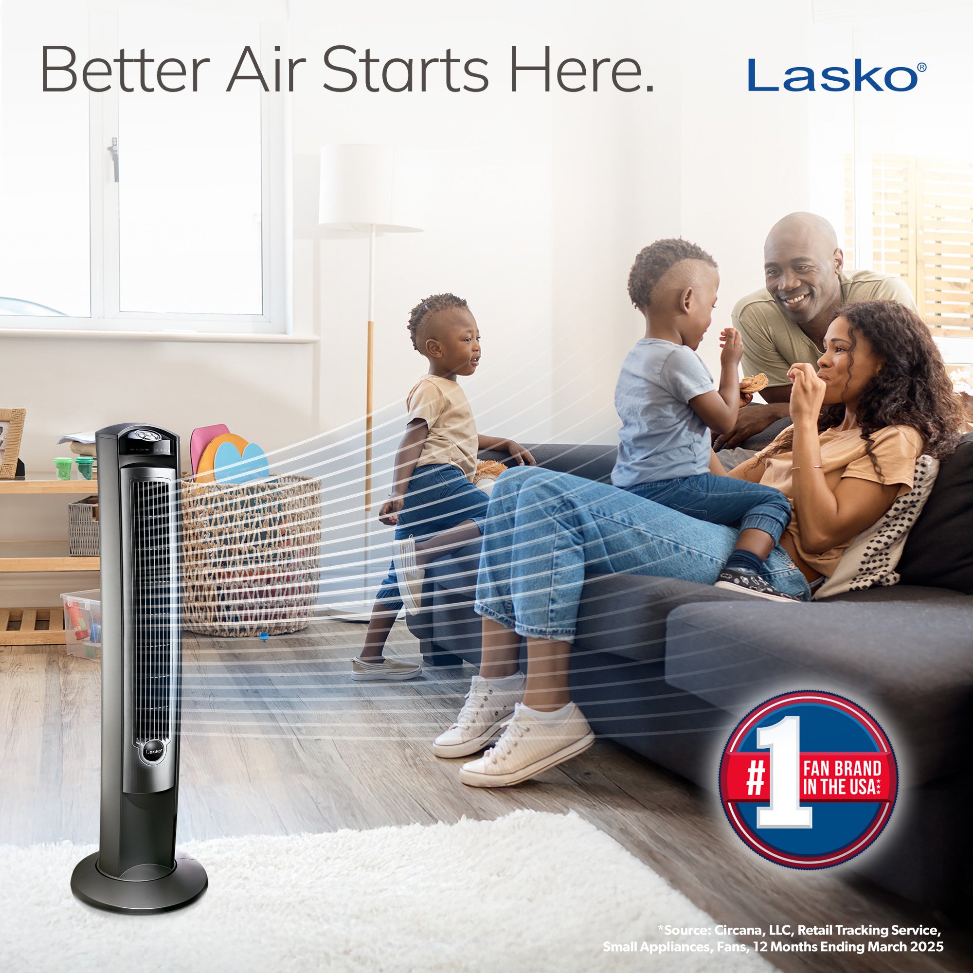 Lasko Wind Curve 42 Tower Fan: Oscillating. 3-Speed. Remote. Timer. Silver - Image 2