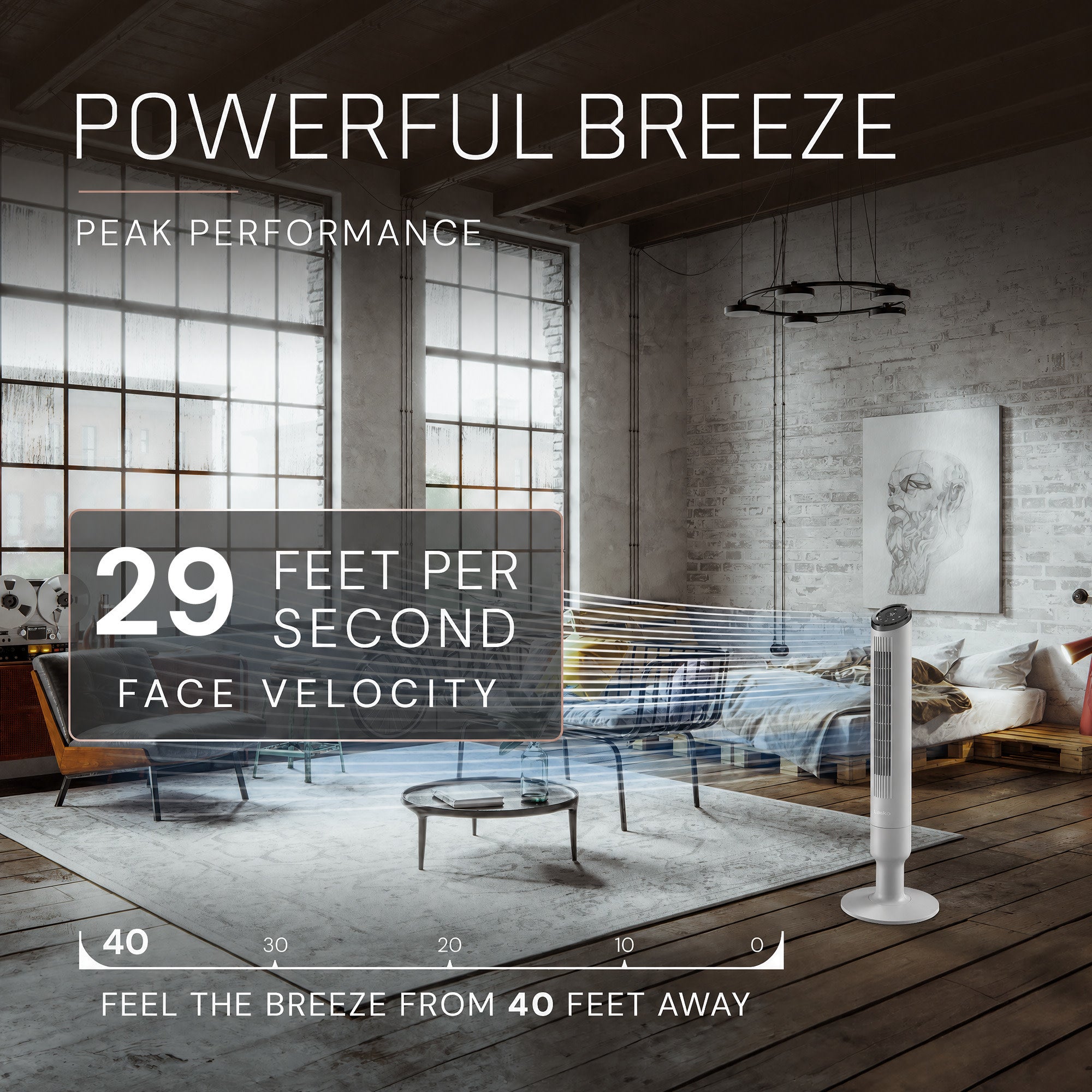 Lasko Apex 42 Tower Fan: Oscillating. 6-Speed. Remote. Timer. Gray - Image 3