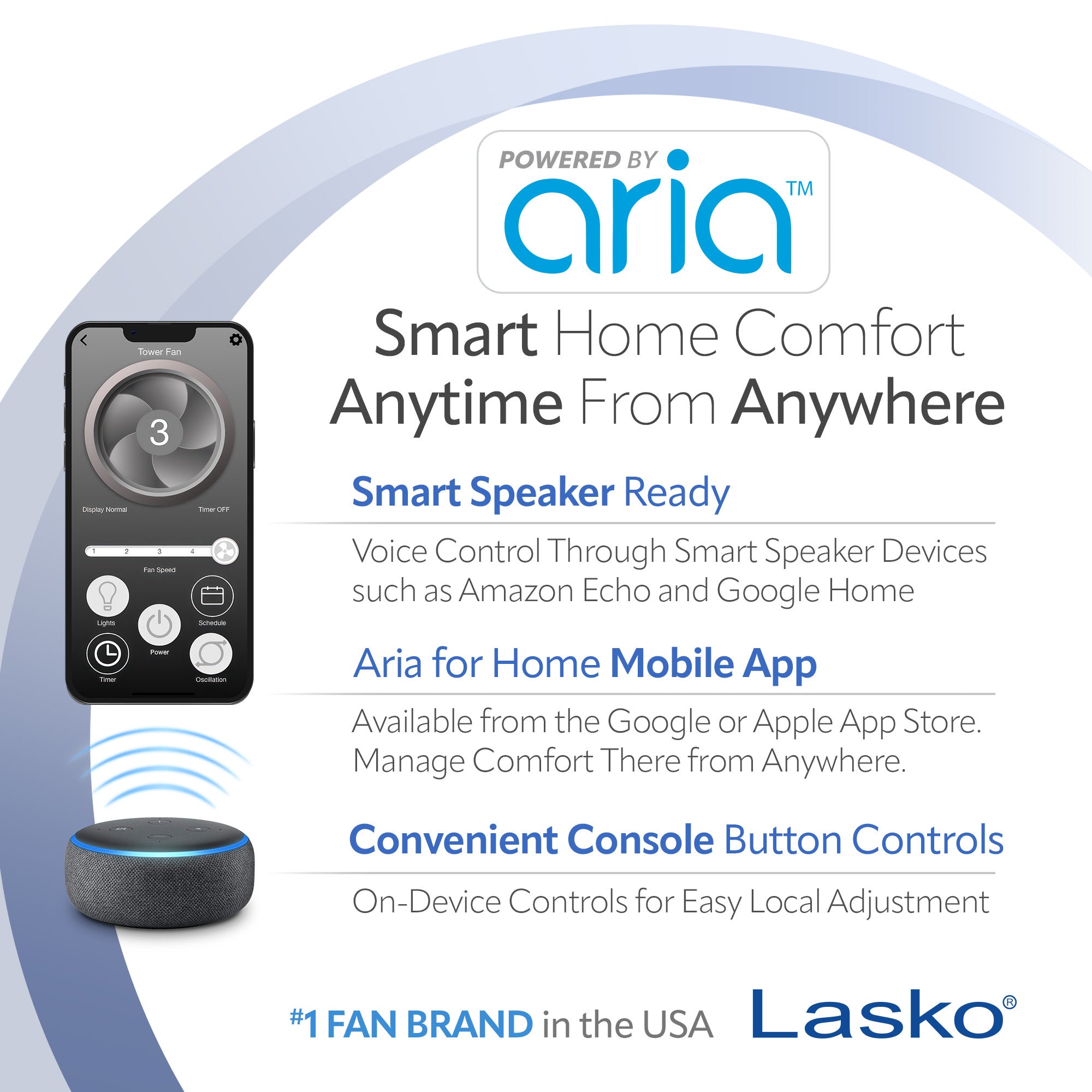 Lasko 40 Smart Tower Fan: Oscillating. 5-Speed. Timer. Wi-Fi. Black - Image 3