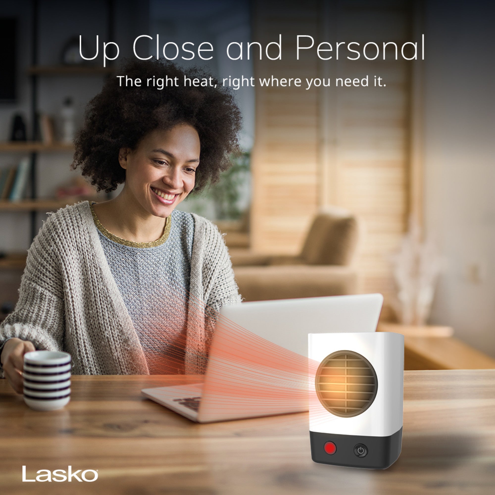 Lasko MyHeat Mini 6 Personal Ceramic Space Heater: 400W. 1 Heat Setting. White - Image 5