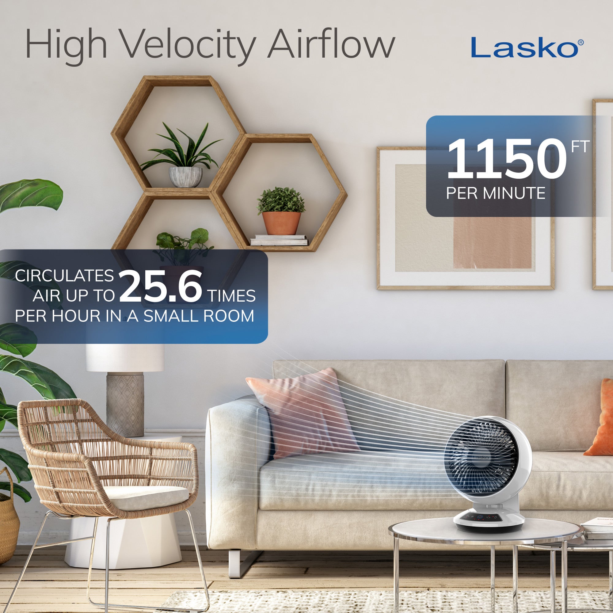 Lasko Whirlwind 7 Table Fan: Dual Oscillation. 3-Speed. Remote. White - Image 6